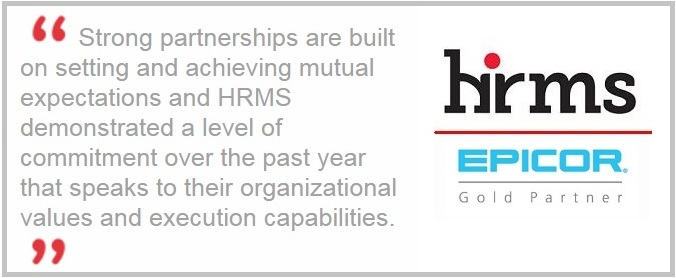 HRMS Epicor HCM Gold Partner Award
