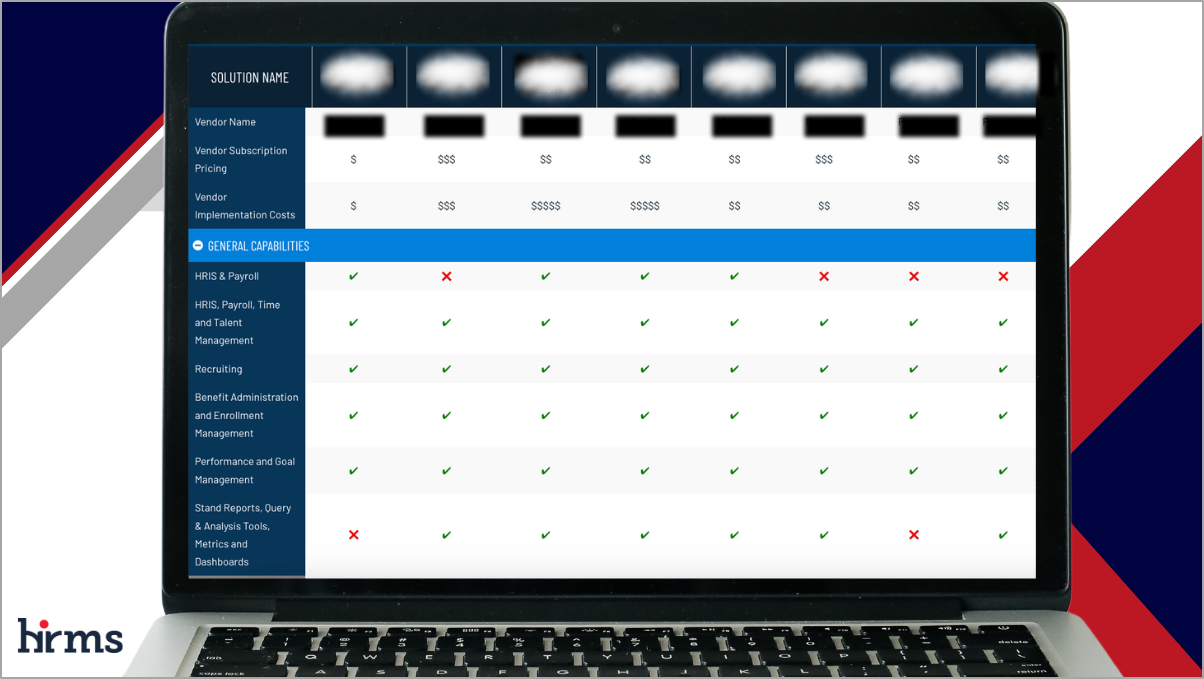 HRIS and Vendor Comparison detail